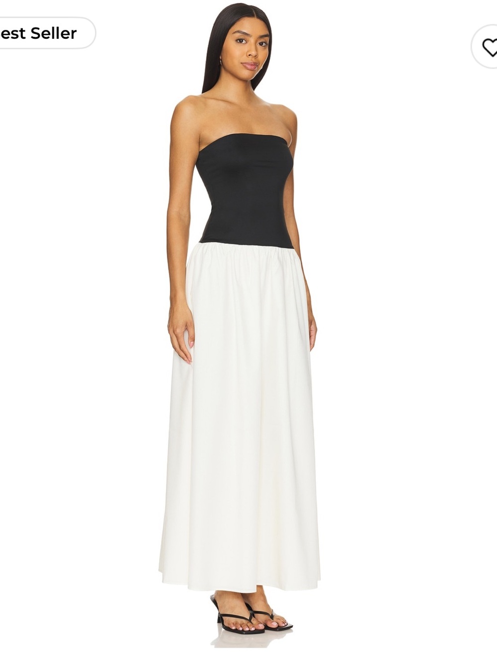 Strapless Two-Tone Maxi Dress in Black and White - Picture 2 of 3